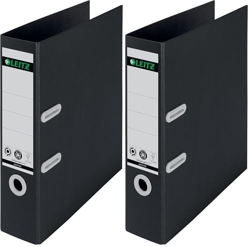 Leitz Recycle Qualitäts-Ordner 180° A4, 8 cm Rückenbreite, Für 600 Blatt, 100% recycelbares PP und recycelter Karton, Umweltfreundlich, Recycle Serie, Grün, 10180055 (Packung mit 2)