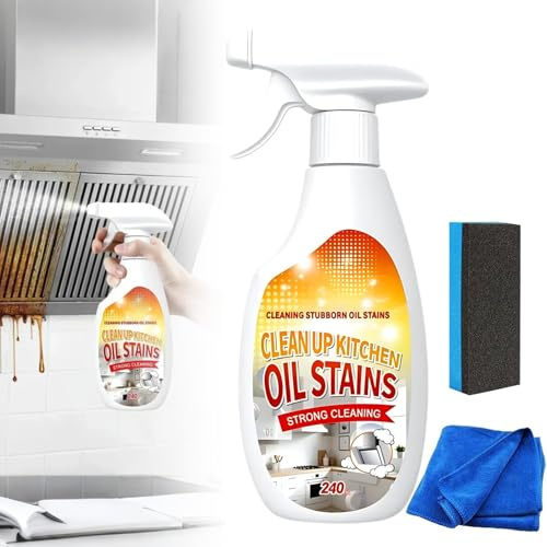 Kitchen Cleaner Kit, Heavy Grease Cleaner, Clean Up Kitchen Oil Stain, Strong Oil Detergent Lemon Cleaner, Multipurpose Oil Stain Remover Spray For Oven, Gas Stove, Cabinets, Grill (1, 240ml)