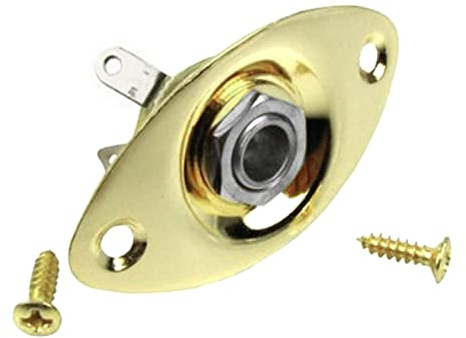 Guitar Jack Socket, Accessories Electric Guitar Bass k Socket 1/4 Output Input Jack Cover Plate with 2 Mounting Screws(COLOR:Gold)