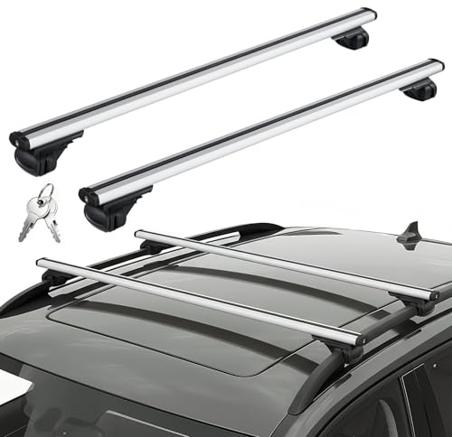 Dachträger Stangen, Auto Dachgepäckträger,Aluminium,Passend Innenabstand des Dachbalkens 19-109cm,Passend für Modelle mit offener Dachreling,Trägt bis zu 100kg,Geeignet für SUVs und andere Fahrzeuge