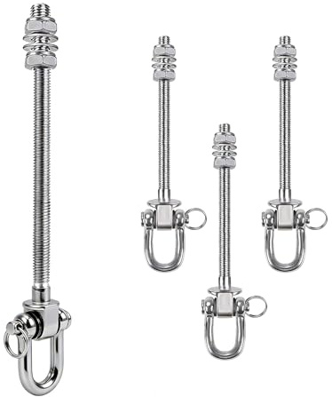 Vexnaro Ganci per Altalena Resistenti in Acciaio Inox con Cuscinetti Confezione da 4, Bulloni M10 Girevole, capacità 680 kg, per Travi in Legno e Acciaio, Altalena Portico, Sedia Sospesa (4)