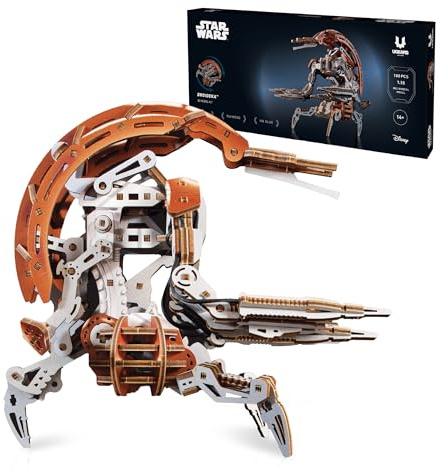 UGEARS Star Wars Droideka 3D Puzzle Wooden Model Kits for Adults to Build – 3D Wooden Puzzles for Adults Model Kit – Star Wars Gifts for Men