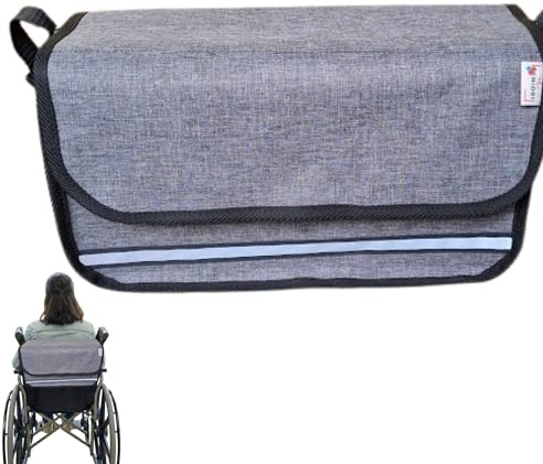 SENIORI Rollator- und Rollstuhltasche – Bequeme Befestigung & viel Stauraum – für Verschiedene Modelle – Mit Reflektor, Klettverschluss & stabiler Form (3. Grau, Mini)