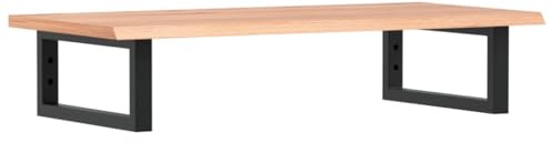 Tmriohed Mesa de lavabo de 80 x 40 cm, madera maciza de roble con 2 soportes de acero negro, montaje en pared, consola para lavabo de encimera, estante flotante para baño con toallero