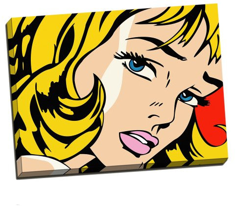 Gerahmter Kunstdruck auf Leinwand, Motiv: Roy Lichtenstein Girl, 61 x 50,8 cm