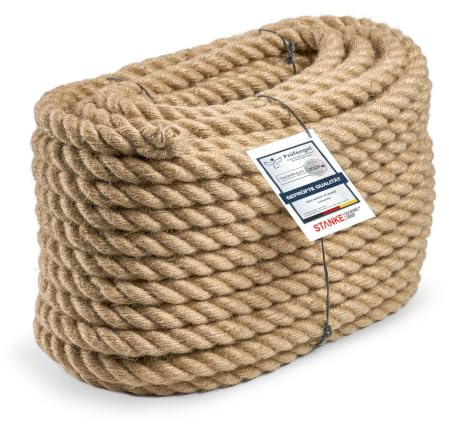 Seilwerk STANKE Juteseil 24mm 10m Seil Kordel Schnur Tau Jute Deko Garten | Aus 100% Jute Naturfaser: Robustes Naturseil für Kratzbaum, Handlauf, Absperrung, Tauziehen, DIY & Verpackung - Wetterfest.