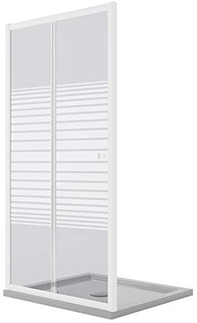 Idralite Puerta de Ducha 100 CM H185 Blanco Vidrio Serigrafado Mod. Blanc