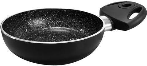 Pensofal, Casserole BioStone®, aluminium avec revêtement antiadhésif, diamètre 14 cm, 1 poignée en bakélite, adaptée à l'induction, effet pierre, noir