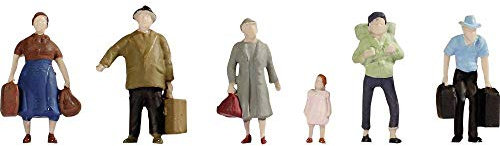 NOCH TT Figuren Reisende, Modellbau Figuren für TT Modelleisenbahn, handbemalte Kunststoff Figuren