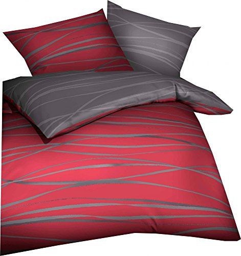 Kaeppel Wendebettwäsche Mako-Satin rubinrot Größe 1x 155x220 cm + 1x 80x80 cm