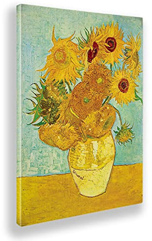 Giallobus - Gemälde - Vincent Van Gogh - Sonnenblumen - Leinwand mit Standardrahmen - 100L x 140l cm - Bereit zum Aufhängen - Moderne Gemälde