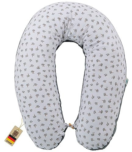 sei Design Stillkissen Mikroperlen XXL Lagerungskissen Schwangerschaftskissen Seitenschläferkissen 190x30 cm groß (Bezug Teddy Plüsch Blume, Füllung EPS Mikroperlen)