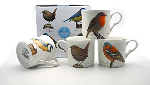 heritage FINE Bone China Set of 4 Mugs Gift Boxed British Birds Mugs Free UK DELIVERY
