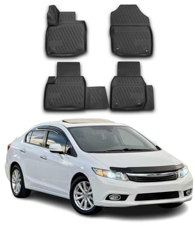 OMAC Gummimatten Fußmatten kompatibel mit Honda Civic IX Limo Schrägheck 2011-2021 TPE 4X