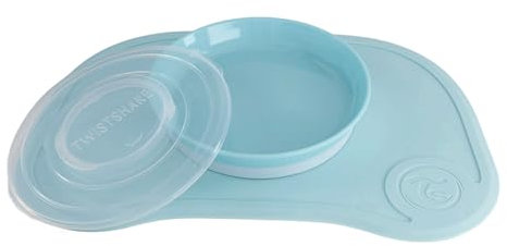 Twistshake Click Mat + Plate | Baby Non-Slip Tableware Set | Baby Plate + Baby Placemat (38x25) | BPA-Free Baby Weaning Plate | Baby Suction Plate | Food Training Plate for Kids 6m+ | Blue