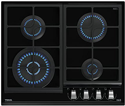 TEKA Placa Cristal Gas 60 cm, 4 Quemadores, ExactFlame, Gas Natural, Modelo GZC 64320 XBN
