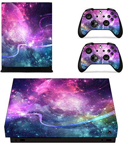 eXtremeRate Adesivo Skin Decal Vinile Sticker per Xbox One X Console Controller-Galassia Viola