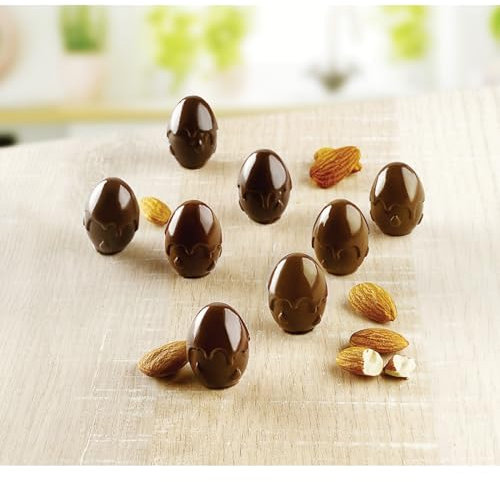 Silikomart | SCG053 Silikonform für CHOCO DROP Pralinen, Antihaft, 15 Ovetti con Colatura, 1er Pack Form für Süßigkeiten, Easy Choc 3D, Ø 23 h 30 mm, Made in Italy, Braun