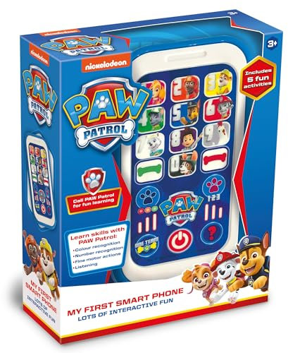 Paw Patrol Toys PAW01 Paw Patrol My First Smart Phone Toy for Kids-Helps Child Development, Recognition, Listening and Motor Skills-Features Fun Interactive Activities, 3+ Years, Blue / White