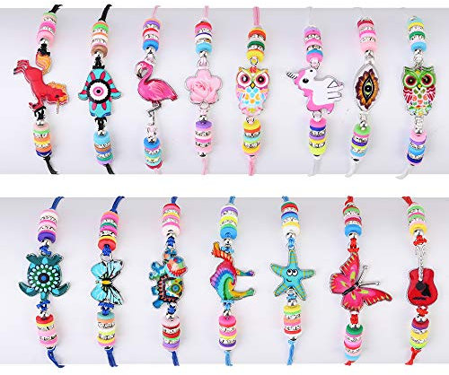faburo 15pcs Braccialetti Amicizia Bambini, Braccialetto per Bambini Tessuti Unicorno Regolabile Intrecciati per Festa Compleanno Regalo Gioielli Ragazza