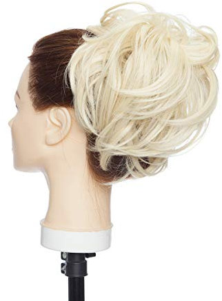 Tousled Updo Messy Bun Haarteil Haargummis Haarverlängerung Pferdeschwanz mit elastischen Haarteil Hair Extensions für Frauen Bleichmittel Blond