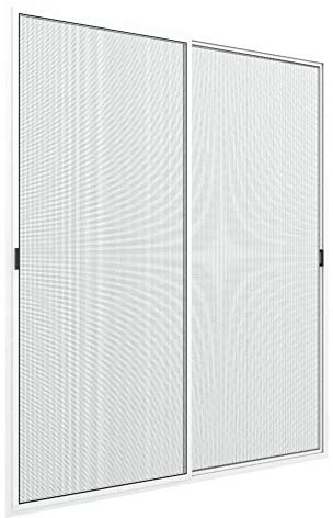 Zanzanet Zanzariera laterale orizzontale doppia spessore 17mm su misura scorrevole 2 pannelli rigidi per finestra giardino balcone personalizzabile 13 colori 2 reti Made in Italy Bianco