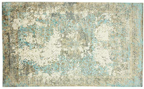Tapis moderne en soie de bambou Abstrait Gris Turquoise 120 x 180 cm tissé à la main