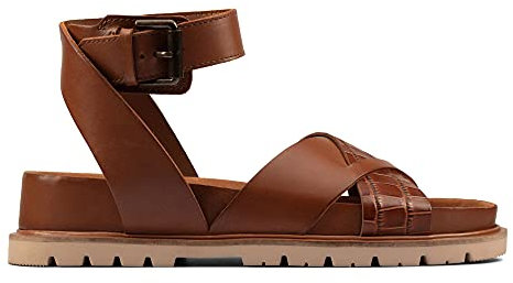 Clarks Orianna Cross, Sandali Donna, Pelle Scura Tan Combi, 39.5 EU