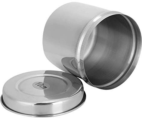 Fdit Edelstahl Wattebausch Tasse Glas Behälter Container Organizer Kanister mit Deckel zu Hause oder Krankenhaus für Wattebausch, Wattestäbchen, Q-Tips, Watte Runden