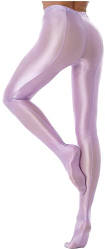 Freebily Collant Donna Lucidi Leggings Effetto Bagnato Metallico con Piedi Collant Opaco Super Elastico 70 Denari Calze Autoreggenti Leggings da Danza Yoga Fitness Moda Viola M