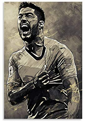 LKJHLK Luis Suarez Poster Fußball 2, Wanddekoration, Leinwand-Kunstdruck für Büro, Schlafzimmer, Wohnheim, Geschenk für Jungen, 30 x 45 cm