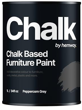 Hemway - Chalk Based Furniture Paint - Peppercorn Grey 1 L | Chalky Matt Shabby Chic Finish for Interior & Exterior Home Decor | Quick Dry & All-in-one