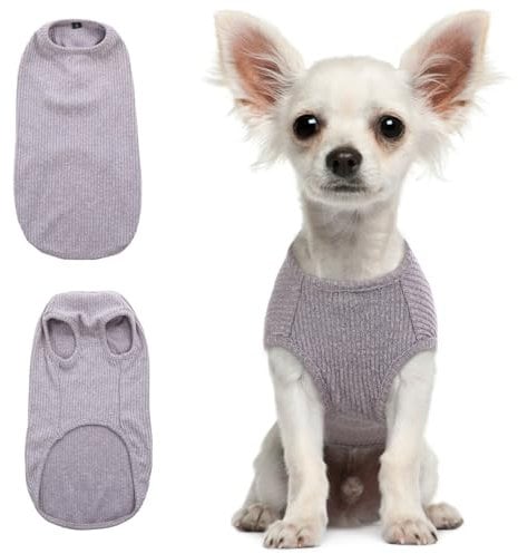 Hjumarayan Hundepullover Kleine Hunde - Hundeshirt Dünn Hunde Pullover Sonnenschutz Tshirt Elastisch Hundepulli Gestreifte Shirt Pullis für Chihuahua Yorkshire Terrier (Grau XXS)