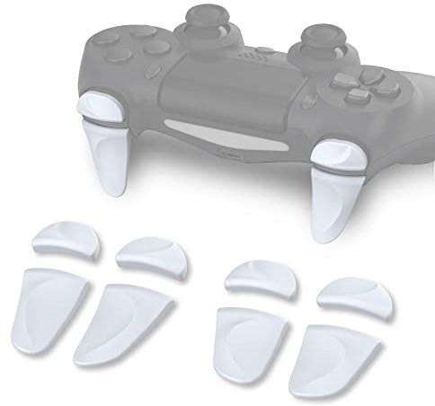 PlayVital 2 Pares de Gatillos Extensores para ps4 Control - Accesorios de Mejora de Juego, Extensores de Disparo, Gatillos Bumper Trigger, Botón Grip para ps4 Slim, Pro (Blanco)