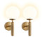 VOMI 2 Stück E14 Wandlampe Innen Glas-Kugel-Schirm Gold Messing Wandleuchte Industrial Vintage Wohnzimmer Wandbeleuchtung Schlafzimmer Kinderzimmer Badezimmer Lampen Nachttischlampe Wandmontage Deko