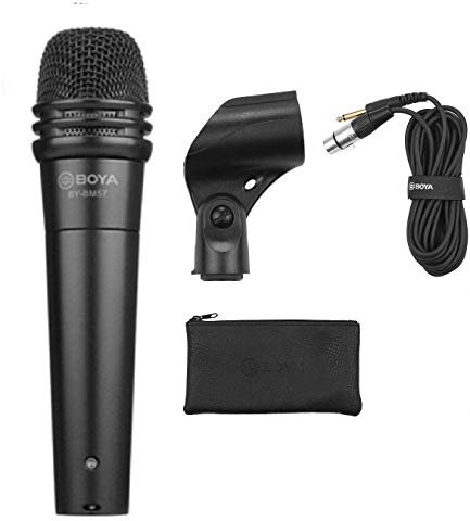 BOYA BY-BM57 Professional Cardioid dynamic Instrument microphone with 5 metre XLR cable, Built in pop filter, Mic mount & Carrying bag. For Guitar, drums, Instruments, Vocals, Live Audio, Recording