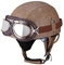 BDTOT Retro Motorrad Halbhelme Leder Halbhelm Deutscher Stil Roller Cruiser Chopper Anti-Collision Helm Abnehmbarer Gehörschutz mit Visier ECE Zertifiziert Roller-Helm Scooter Mofa-Helm, S=55~56cm