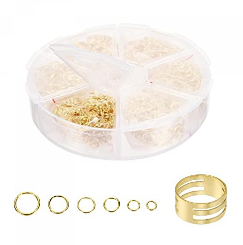 sourcing map 1Set Sprungring mit Split O Ringe Kit 4mm 5mm 6mm 7mm 8mm 10mm für DIY Goldton