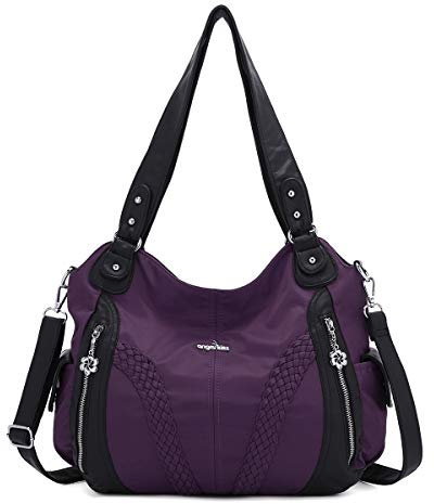 Angel Kiss Handtasche Damen Schultertasche Multifunktionale Umhängetaschen Wasserdicht PU Veganes Leder mit Reißver Schlusstaschen