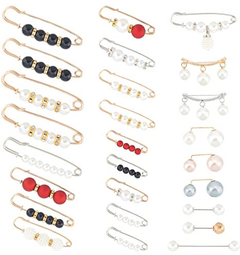 PH PandaHall 27pcs Perle Broche Pins Élégant Châle Clips Broche Collier Épingle de Sûreté Perle Cardigan Collier Broche Clips pour Vêtements Robes Écharpe Pull Chapeau, Fête des mères