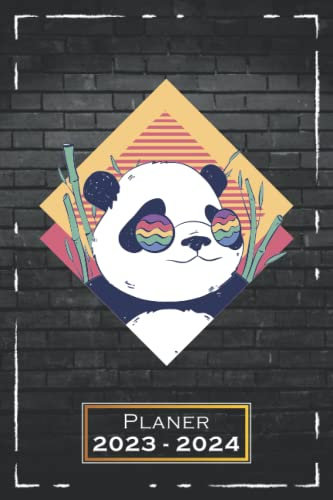 Planer 2023-2024: Panda, Tiere | A5 (6x9), Softcover | 1 Woche auf 2 Seiten | mit Monatsübersicht, Feiertagsliste & Kontakttabelle | Bunt | qd1
