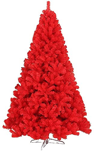 FLBT Albero di Natale Artificiale, Albero di Natale Rosso Pino con Supporto in Metallo, Intensivo Incernierato Abete di Natale Decorazione-A6.9ft (210 cm) Little Surprise Needed