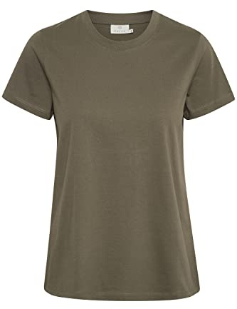 KAFFE Damen T-Shirt Kurzarm KAmarin Damen T-Shirt Kurzarm Top Casual Basic Einfarbig Rundhals Kurzarm