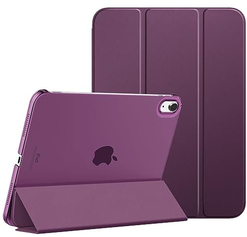 MoKo Funda para iPad (A16) 11ª Generación 2025 11 Pulgadas, iPad 10ª Generación 2022 10,9 Pulgadas Carcasa Trasera Translúcida Cubierta Delgada de PC con Soporte Plegable, Morado Oscuro