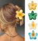IOSPKKIO® 4 Stück Blumen-Haarklammern, starker Halt, große Krallenklammern für Dickes Haar, rutschfeste Haarklammern, hawaiianische Blumen-Klauenklammern, Stilvoll