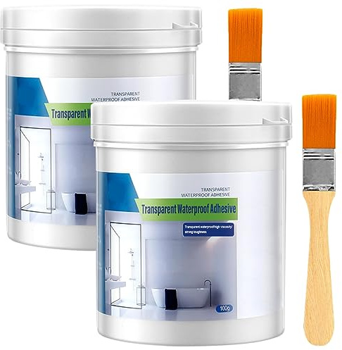 Transparent Wasserdicht, 2023 Neu Jaysuing Invisible Waterproof Agent, Transparenter Wasserdichter Klebstoff, Prämie Wasserdichte Isolierversiegelung Dichtmasse für Badezimmer Toilette Fliesen 100g*2