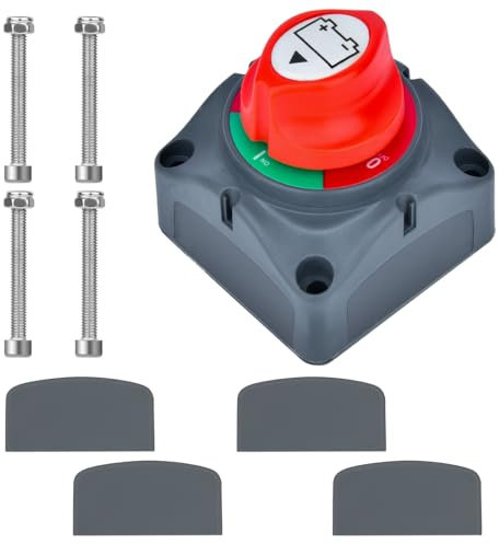 Battery Isolator Switch 12V 24V 48V - Kill Switch,Battery Power Cut Off Switch - Battery Disconnect Isolator for Marine Boat, Car,Caravan, RV, ATV(On/Off)