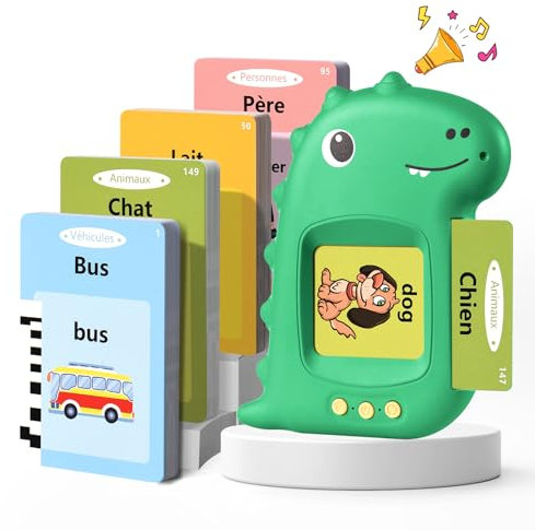 Cartes Flash Parlantes Cartes éducatives pour Enfants Talking Flash Cards 112 Feuilles 224 Mots De 2 3 4 5 6 Ans Montessori Jouets éducatifs pour Enfants (Améliorer Vert Français)