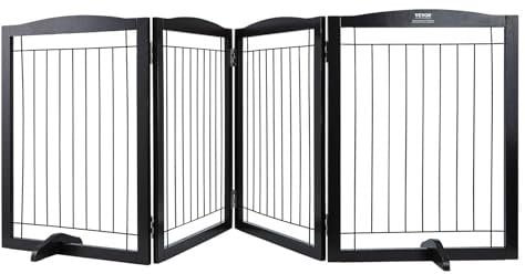 VEVOR Freistehendes Hundetor, Haustiertor, 610 x 813 mm Türschutzgitter 4-Platten-Faltbares Hundetor für Breite & Schmale Durchgänge, Erweiterbare Klappbare Hundebarriere, Braunes Treppenschutzgitter