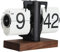 Ausla Große, Glatte Zahlen und Retro Design Flip Clock mit Holzsockel, Digitale Umklappuhr Automatische, Umklappuhr Retro Umklappuhr für das Wohnzimmer, 12 Stunden (Schwarzer Rahmen,